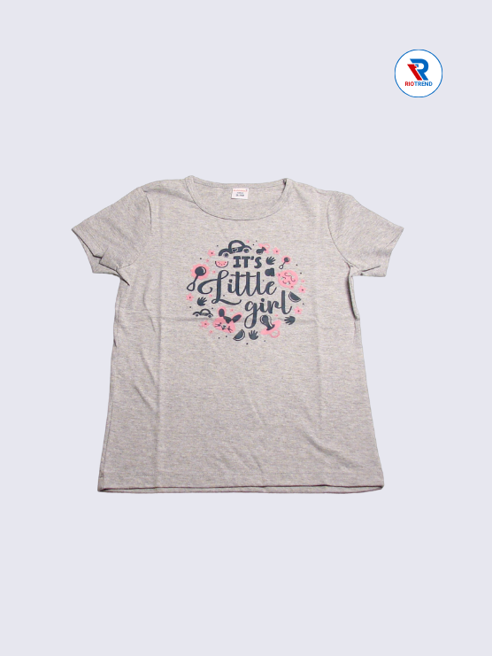 Girls T-Shirt 09 to 12yrs in Gray Color(Front)-RioTrend