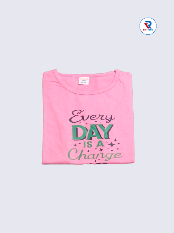 Girls T-Shirt 09 to 12yrs in Pink Color Color(Folded)-RioTrend