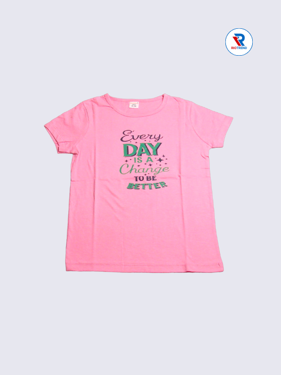Girls T-Shirt 09 to 12yrs in Pink Color Color(Front)-RioTrend