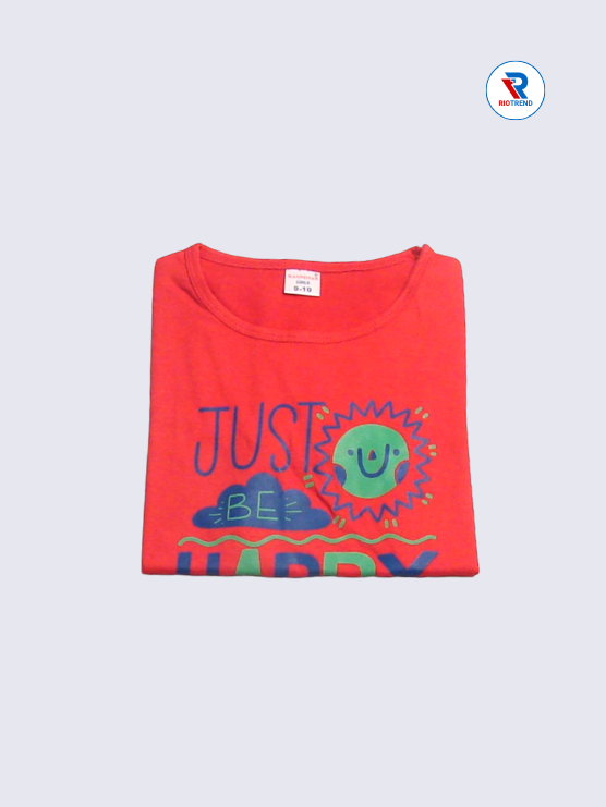 Girls T-Shirt 09 to 12yrs in Red Color(Folded)-RioTrend