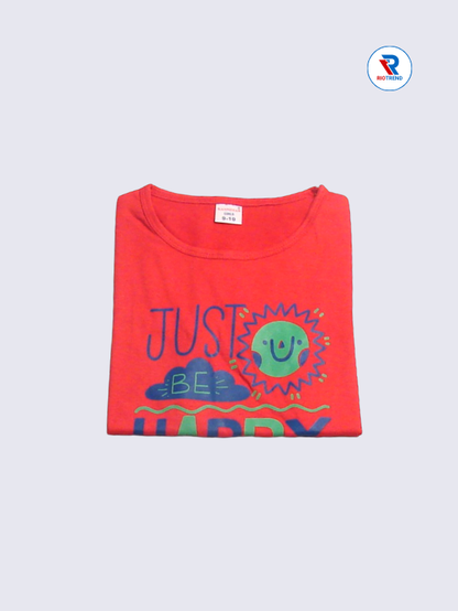 Girls T-Shirt 09 to 12yrs in Red Color(Folded)-RioTrend