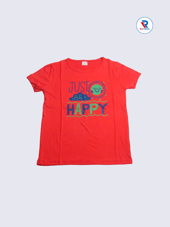 Girls T-Shirt 09 to 12yrs in Red Color(Front)-RioTrend