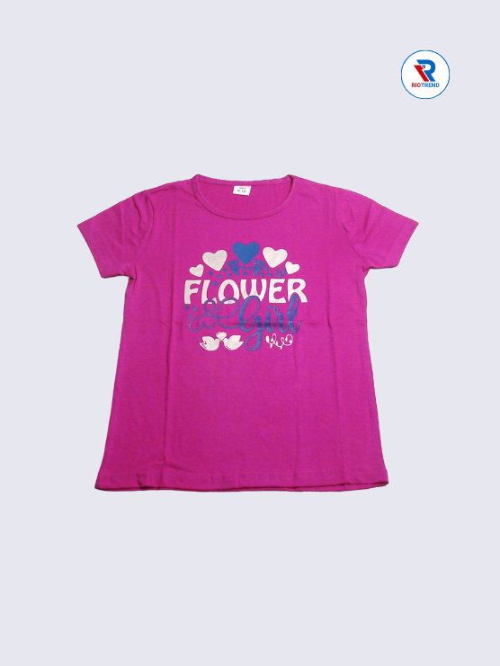 Girls T-Shirt 09 to 12yrs in Violet Color(Front)-RioTrend