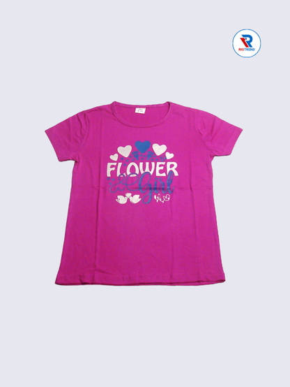 Girls T-Shirt 09 to 12yrs in Violet Color(Front)-RioTrend