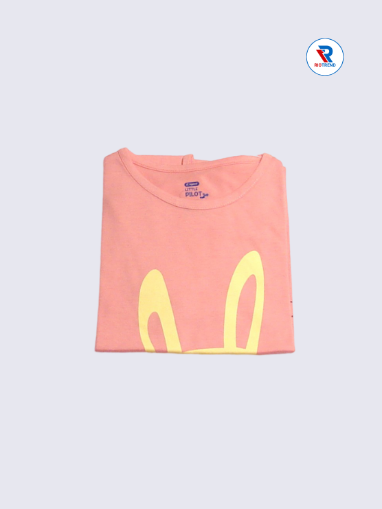Girls T-Shirt 11 to 14yrs in Salmon Pink(Folded)-RioTrend