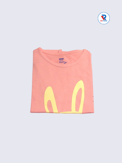 Girls T-Shirt 11 to 14yrs in Salmon Pink(Folded)-RioTrend