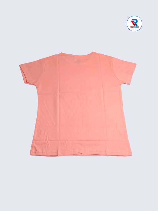 Girls T-Shirt 11 to 14yrs in Salmon Pink(Back)-RioTrend