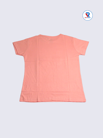 Girls T-Shirt 11 to 14yrs in Salmon Pink(Back)-RioTrend