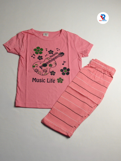 Girls 3/4 Set Cotton Pink Color