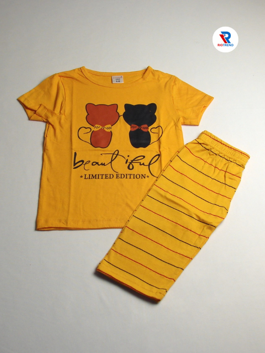 Girls 3/4 Set Cotton Yellow Color