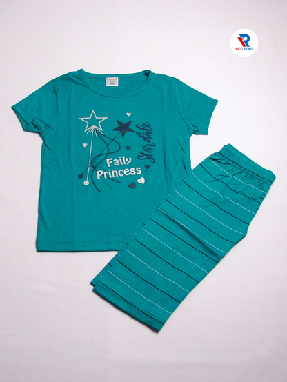 Girls 3/4 Set Cotton Dark Green Color