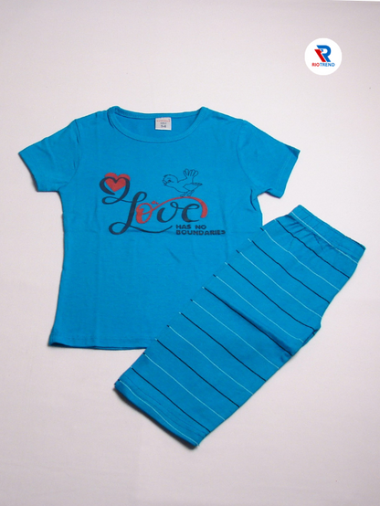 Girls 3/4 Set Cotton Light Blue Color