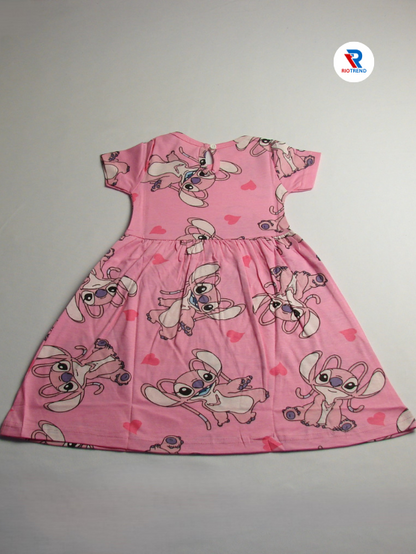 Girls Frock Sleeve Pink Color