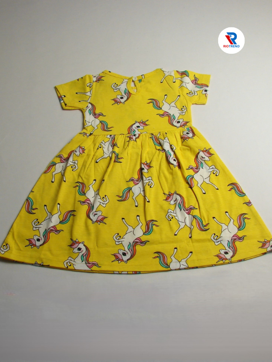 Girls Frock Sleeve Yellow Color