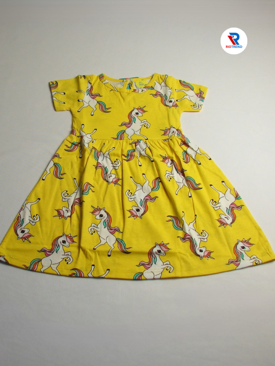 Girls Frock Sleeve Yellow Color