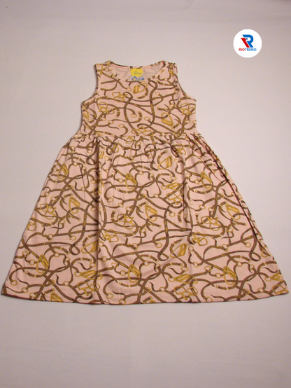 Girls Frock Sleeveless Pinkish Tan Color