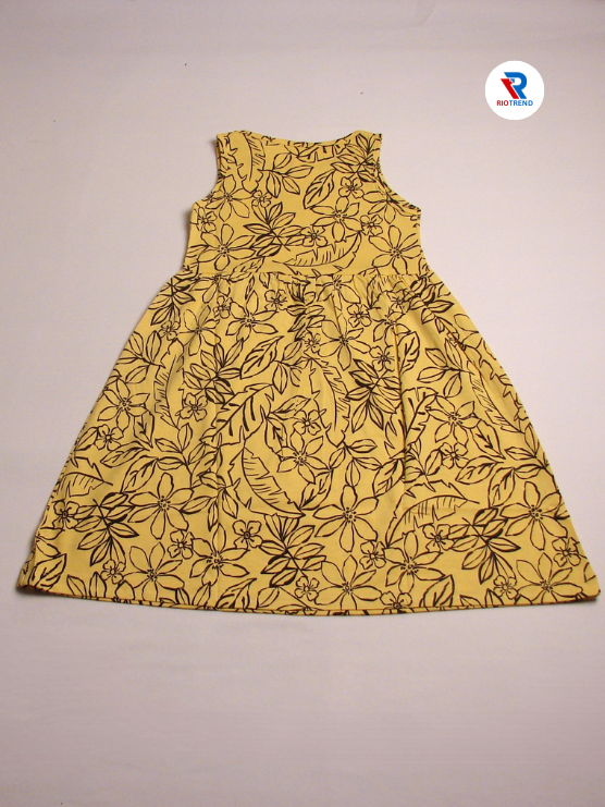 Girls Frock Sleeveless Yellow Color