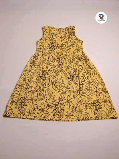 Girls Frock Sleeveless Yellow Color