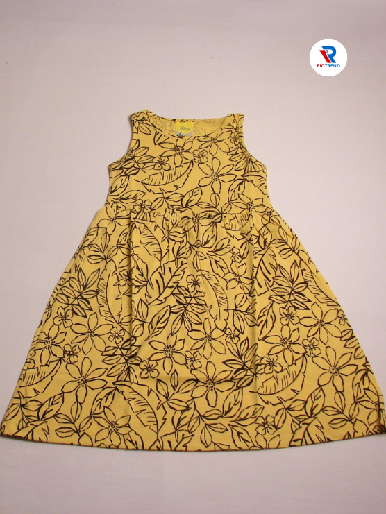 Girls Frock Sleeveless Yellow Color