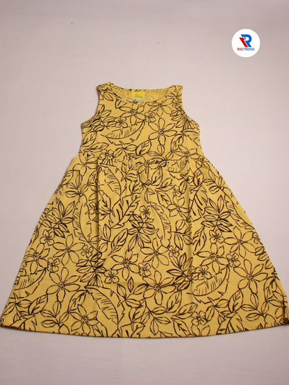 Girls Frock Sleeveless Yellow Color