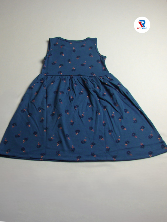 Girls Frock Sleeveless Dark Blue Color