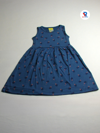 Girls Frock Sleeveless Dark Blue Color