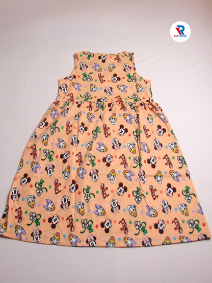 Girls Frock Sleeveless Apricot Color