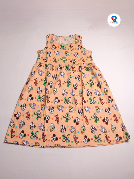 Girls Frock Sleeveless Apricot Color