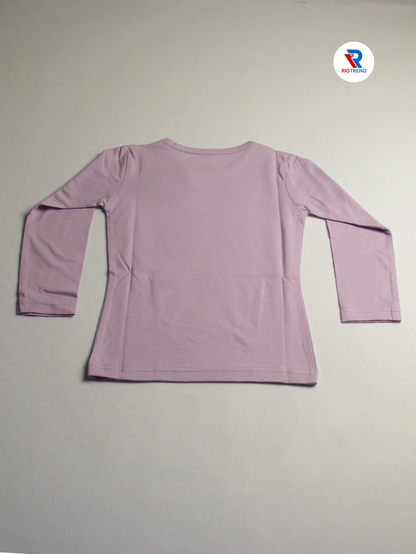 Girls Cotton Full Sleeve T-Shirt Mauve Color