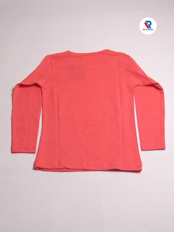 Girls Cotton Full Sleeve T-Shirt Dark Coral Pink Color