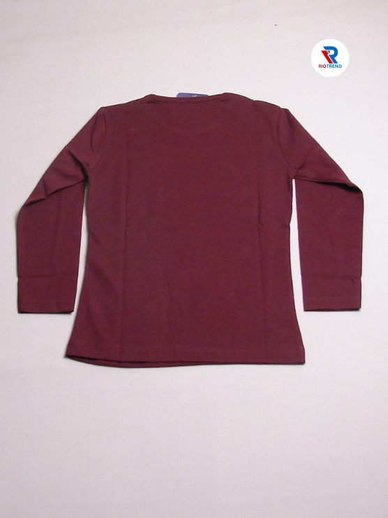 Girls Full Sleeve Cotton T-Shirt Deep Ruby Color