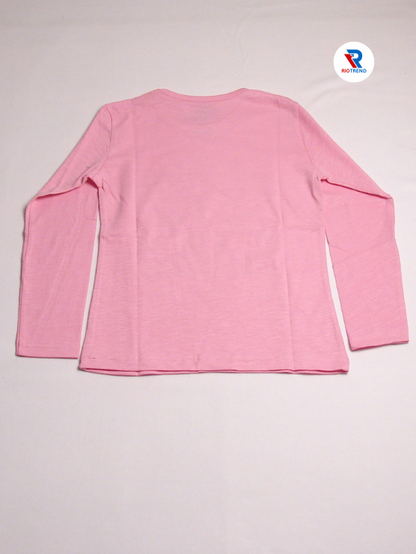 Girls Cotton Full Sleeve T-Shirt Carnation Pink