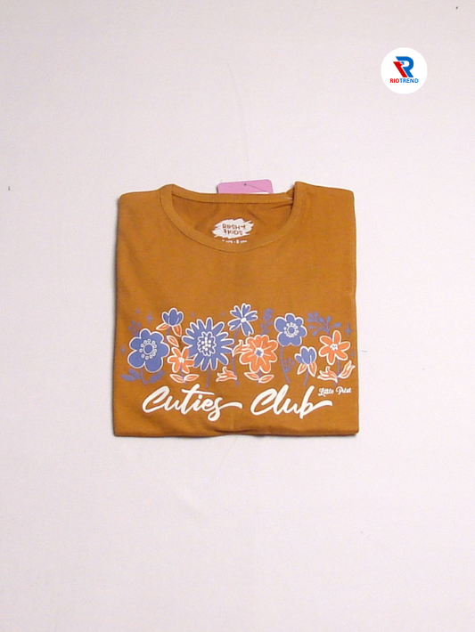 Girls Cotton Full Sleeve T-Shirt Copper Color