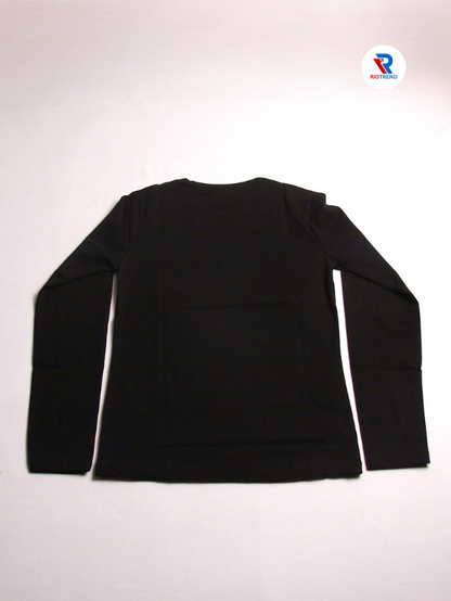 Girls Cotton Full Sleeve T-Shirt Black Color