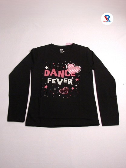 Girls Cotton Full Sleeve T-Shirt Black Color