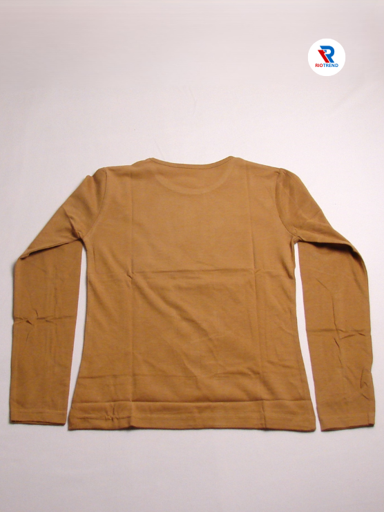 Girls Cotton Full Sleeve T-Shirt Bronze Color