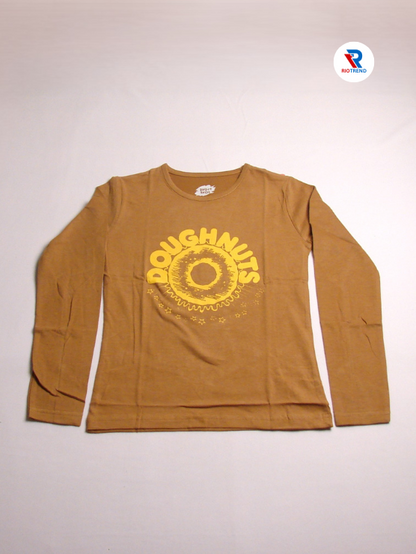 Girls Cotton Full Sleeve T-Shirt Bronze Color