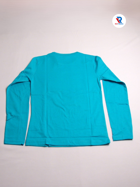 Girls Cotton Full Sleeve T-Shirt Cerulean Color