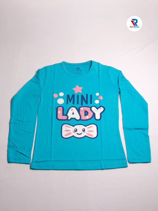 Girls Cotton Full Sleeve T-Shirt Cerulean Color