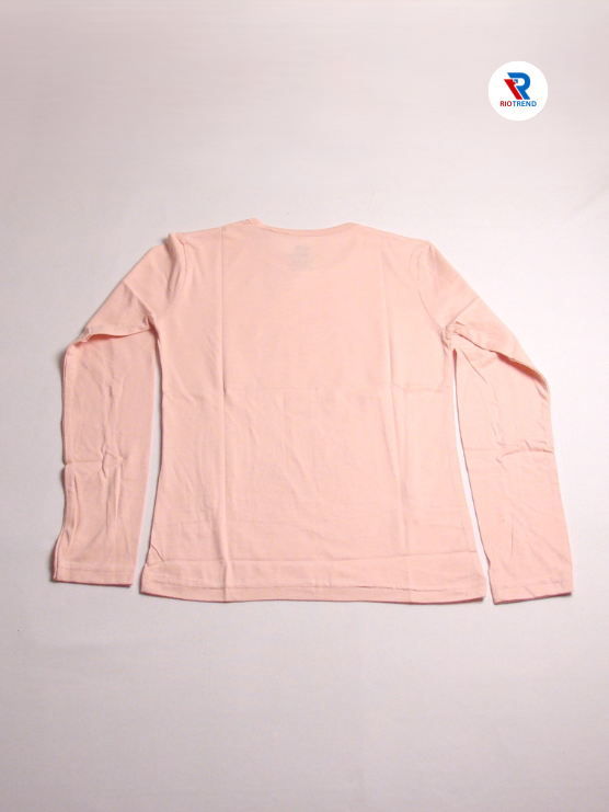 Girls Cotton Full Sleeve T-Shirt Pale Pink Color