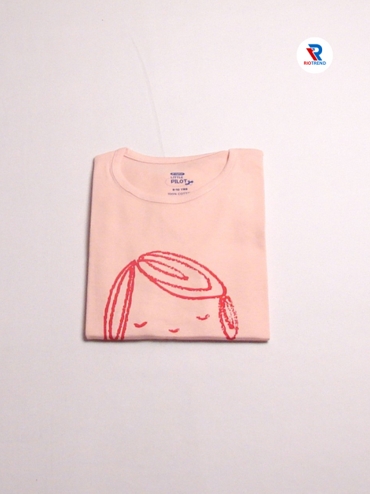 Girls Cotton Full Sleeve T-Shirt Pale Pink Color