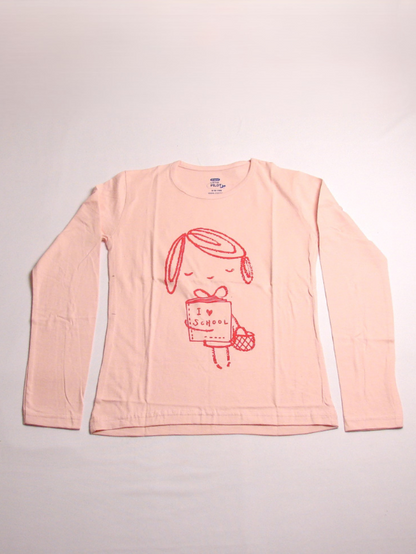 Girls Cotton Full Sleeve T-Shirt Pale Pink Color