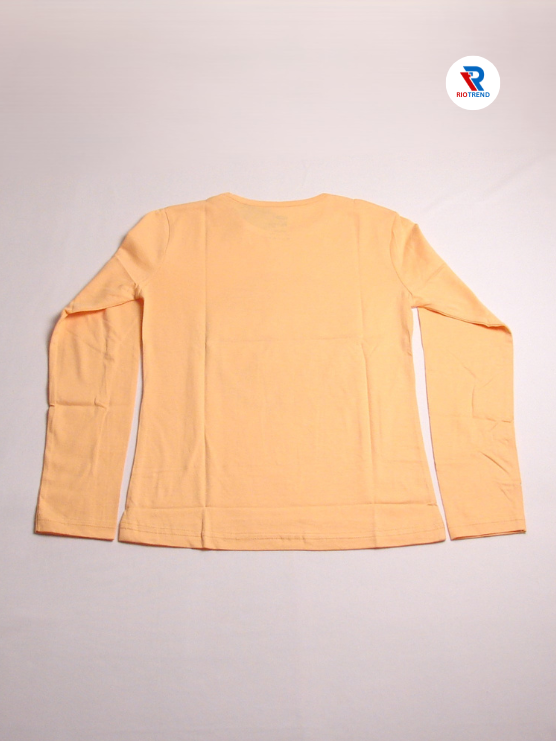 Girls Cotton Full Sleeve T-Shirt Peach Color