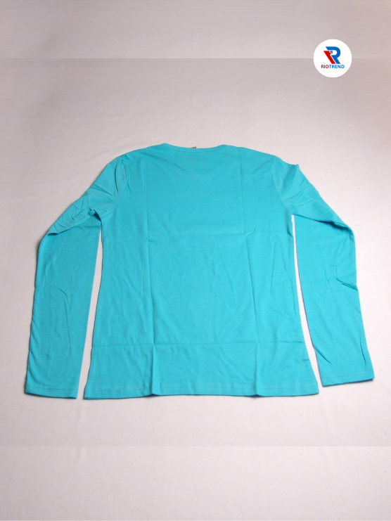 Girls Cotton Full Sleeve T-Shirt Cyan Color