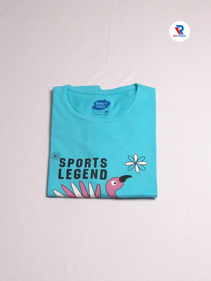 Girls Cotton Full Sleeve T-Shirt Cyan Color