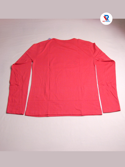 Girls Cotton Full Sleeve T-Shirt Deep Pink