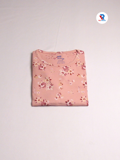 Girls Cotton Full Sleeve T-Shirt Salmon