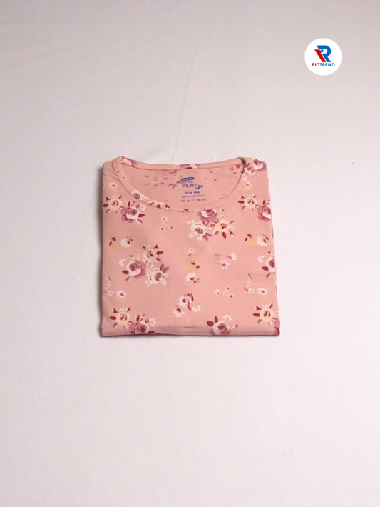 Girls Cotton Full Sleeve T-Shirt Salmon