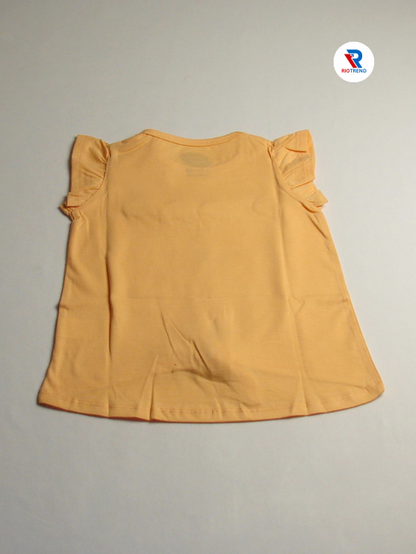 Girls Half Sleeve Knot Top Light Orange Color