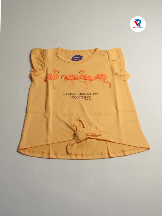 Girls Half Sleeve Knot Top Light Orange Color